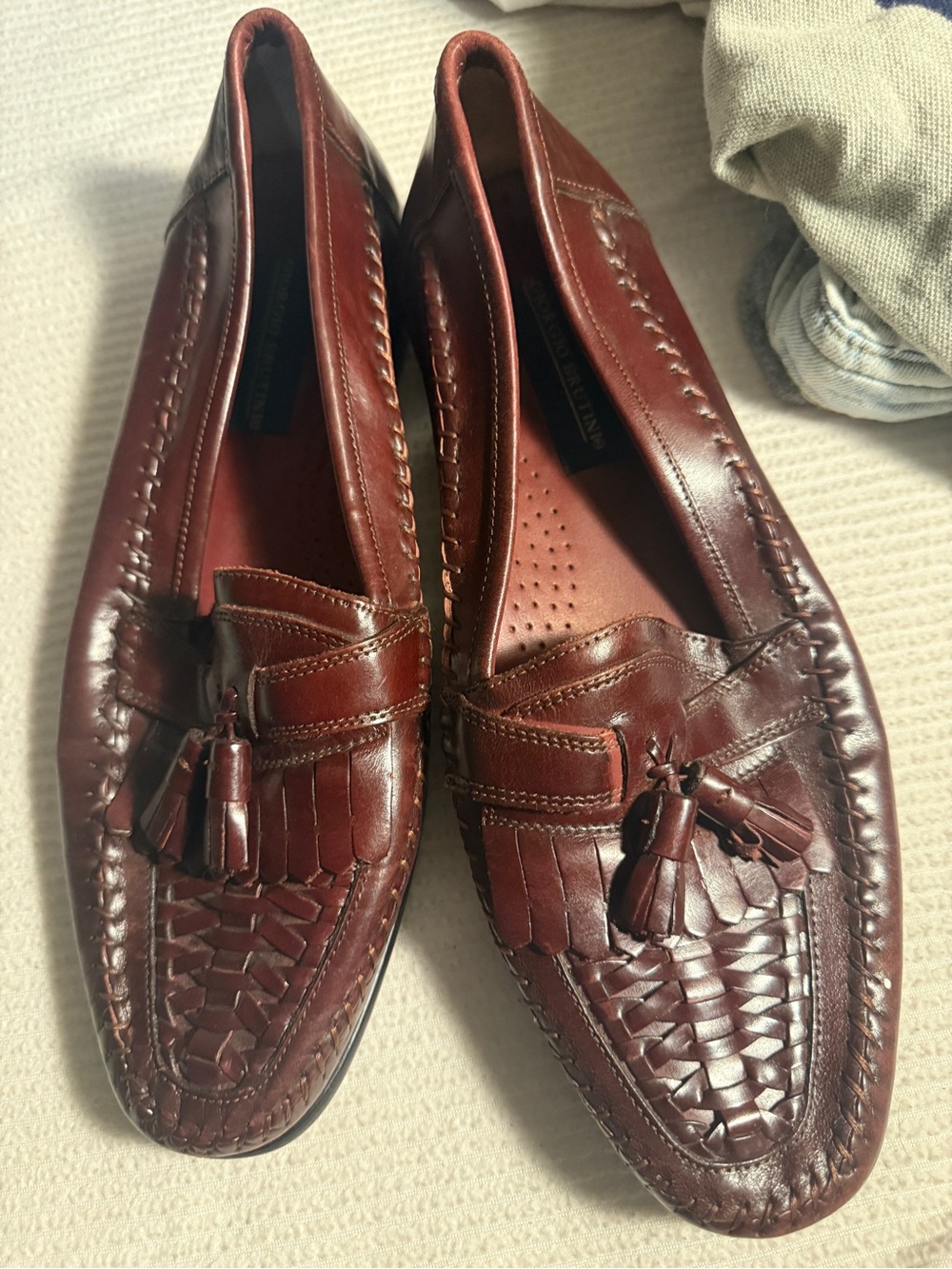 Giorgio Brutini Dark Brown Leather Tassel Penny Loafers